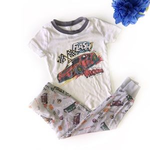 EST 1989 SiZE 4 RACE CAR PAJAMAS WHITE / GRAY